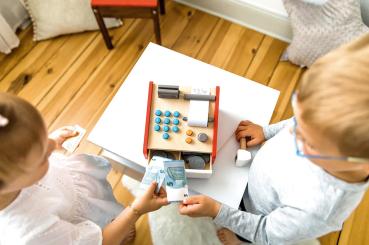 Großhandel B2B Kinderspielzeug-Simulation Kassierer/in Kasse aus holz